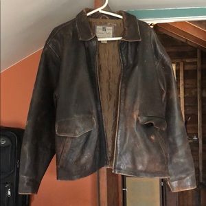 Men’s large brown leather jacket size large